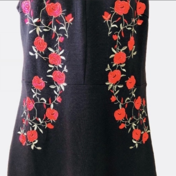 DEREK HEART Black Red Floral Fishnet Dress Large - Picture 4 of 4